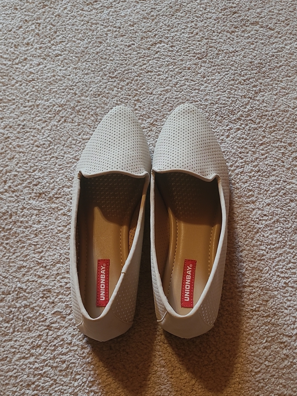 UNIONBAY Cream Perforated Slip-On Loafers